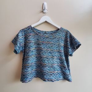 free people multi colour yarn ribbed textured short sleeve top